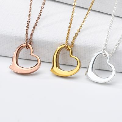 China FASHIONABLE Hot Selling 18K Gold Plated Simple Heart Smooth Necklace Fashion Stainless Steel Peach Heart Choker Necklace Women Girls for sale