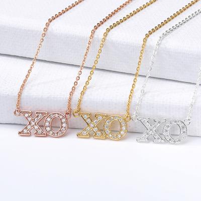 China New Arrival Zircon XO Alphabet Zircon XO Stainless Steel Choker Necklace TRENDY Hiphop Stainless Steel Necklace Women Punk Initial Girls Girls for sale