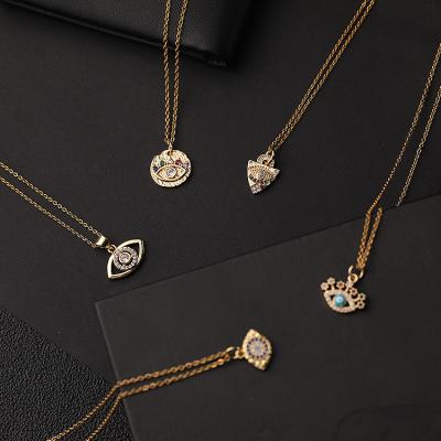 China New Arrival TRENDY Multicolor Zircon Turkey Lucky Eyes Necklace Fashion Delicate Demon Eyes Choker Necklace For Women for sale