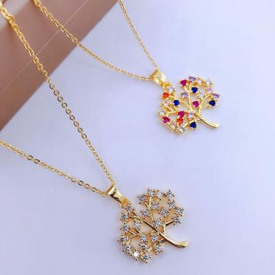 China TRENDY Hot Selling Tree Of Life Necklace Zircon Delicate Sparkling Multicolor Rhinestone Rhinestone Tree Of Life Choker Necklace for sale