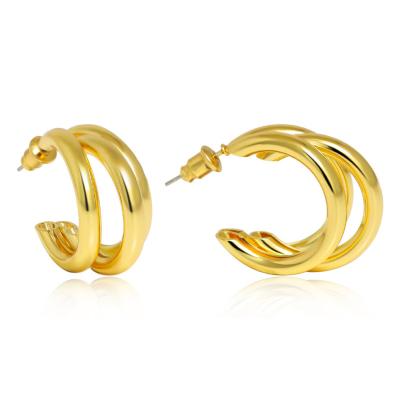 China Hot Selling TRENDY Brand Gold Plated C Ear Studs Simple Fashion Shiny Stud Earrings For Women Girls for sale