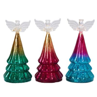 China Christmas Decoration Supplies Angel Shaped Hanging Glass Terrarium Angel Hanging Angels Led Christmas Decoration for sale