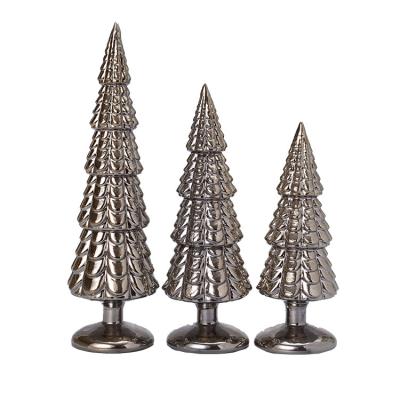 China Christmas Tree Decoration LED Lighted Glass Mini Christmas Ornaments Tree for sale