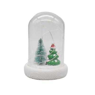 China Room Decoration Baoying Factory Sells Christmas Decorations Glass Dome And Wooden Base For Christmas Supply Items for sale