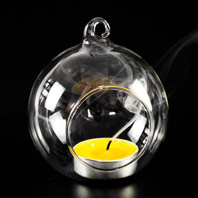 China Home Decoration Wholesale Clear Glass Globe Decorative Coconut Candle Holder Christmas Hanging Decoration for sale