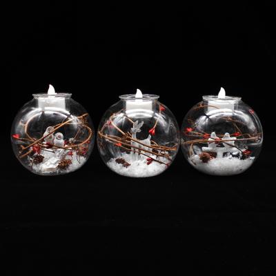 China Christmas Decoration Supplies Christmas Candle Holder Glass Decorations Wedding Ornaments Fawn Is In The Christmas Ball for sale