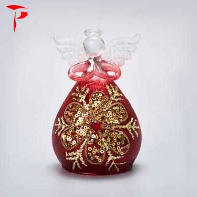 China Red Glitter Glass Angel Christmas Ornaments Stained Glass Angel Globe from Europe for sale