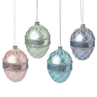 China Custom Holiday Decorations Blown Glass Easter Eggs Hanging Ornaments For Easter Gift Decoration for sale