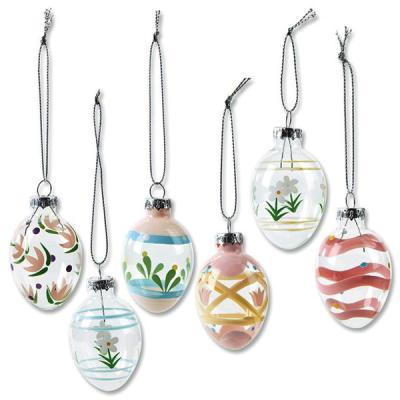 China Festival Easter Ornaments Clear Glass Eggs Hanging Ornaments For Easter Party for sale