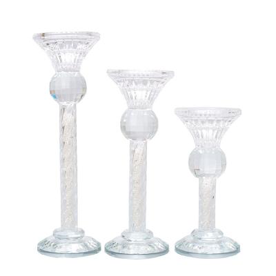 China Factory Direct Sale Crystal Glass Decoration Pieces Wedding Decoration Candlestick Holder Set for sale