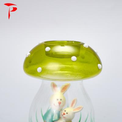 China Factory direct sale cute candle holder glass jar for home decoration colored glass pieces for sale