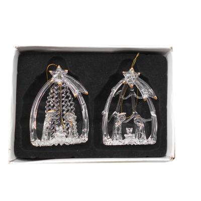 China Handmade Clear Glass Decor Glass For Christmas Home Ornaments Set Of 2 Pcs Christmas Tree Decorations for sale