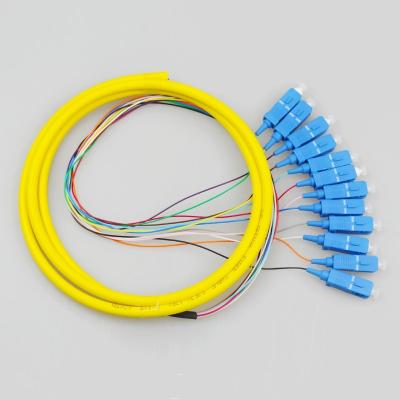 China 9/125 Single Mode Pigtail , 12 Core Optical Fiber Cable Customized Length for sale