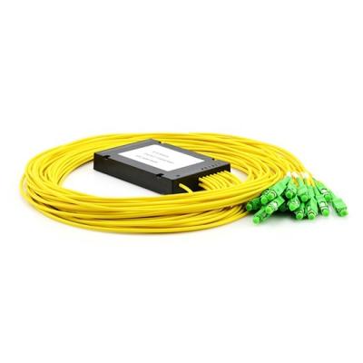 China Telecommunication Fiber Optic PLC Splitter 1X2/4/8 Plastic Box Low Insertion Loss for sale