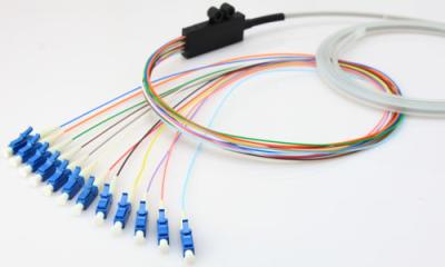 China Cabo de fibra ótica LC UPC 9/125 da distribuição de 12 núcleos com conector azul à venda