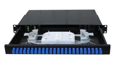 China SC Simplex 1U 19 Inch Patch Panel 24 Port Waterproof With Black Color for sale