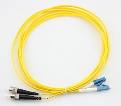 China Single Mode Duplex Fiber Patch Cord 3.0mm LC UPC to ST UPC 9/125 OS2 for sale