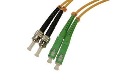 China SC APC to ST UPC Single Mode 9/125 Duplex 3.0mm OFNR Fiber Optic Patch cord for sale