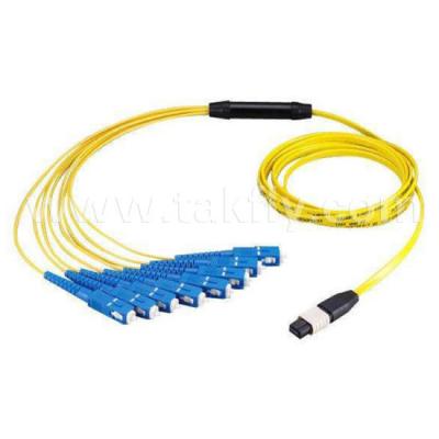 China Yellow Jacket MPO Patch Cord , Female To SC Male MPO Breakout Cable For Data Center for sale