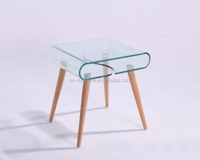 China XS3307 Indoor Coffee Table Temper Glass  500*400*500mm With Beech Legs for sale