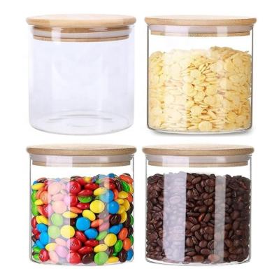 China Heatable Hot Storage and Sale Cylinder Food Container with Lid Bamboo Kitchen Glass Container for Food Storage for sale