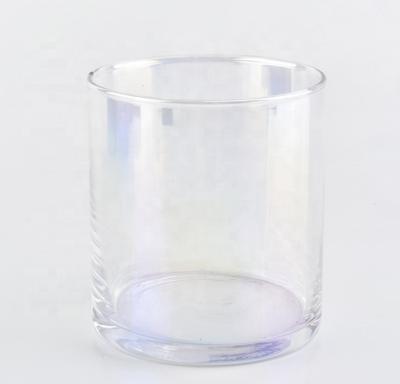 China Small Cups Home Decoration Candle Jars Holographic Iridescent Glass Candle Holder 6oz 7oz 8oz for sale