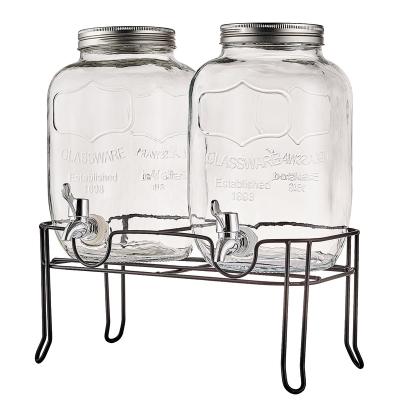 China Country 4L Beverage Glass Jars Beverage Dispenser Glass Jar For Kitchen for sale