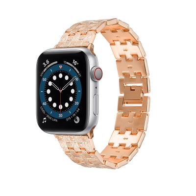 China Fashion Flexible Stainless Steel Metal Smart Watch Strap Custom Band For Apple Watch for sale