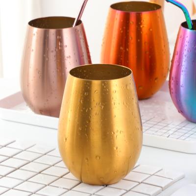 China Viable Golden Tea Cup Stainless Steel Coffee Juice Cream Beer Cup With Straw for sale