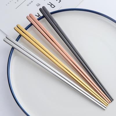 China Sustainable Stainless Steel Korean Reusable Sushi Wedding Flat Chopstick With Logo for sale