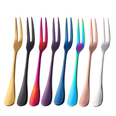 China Family-Use 304 Stainless Steel Disposable Custom Mini Colorful Fruit Fork for sale