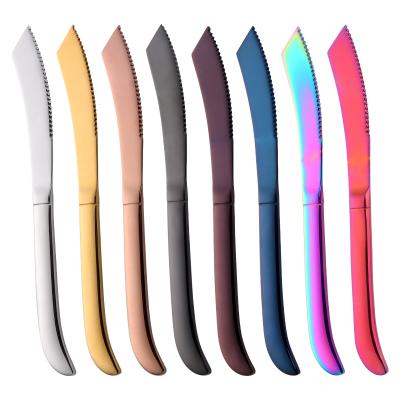 China Hot Selling Stainless Steel Classic Home Classic Custom Mirror Knife Polish Colorful Steak Knife Set for sale