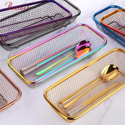 China Viable Cutlery Rack Restaurant Tools Stainless Steel Baskets Knives Forks Spoon Chopsticks Gathering Basket for sale