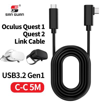 China Long 16feet 5M Right Angle Usb 3.2 Gen1 VR 5Gbps Type C Cable For VR Research 2 Link Headset for sale