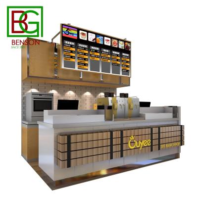 China Shopping Mall Solid Wood Customized Kiosk Modern Design Bubble Tea Kiosk High End Coffee Fast Food Kiosk In Mall for sale