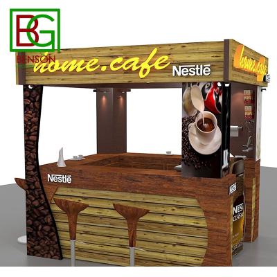 China Customized Modern Coffee Kiosk Solid Wood Counter Design Mall Coffee Shop Kiosk Design Kiosk New In Mall for sale