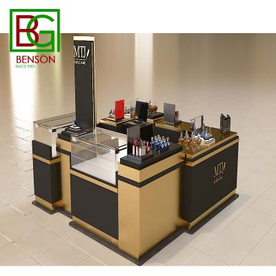 China Luxury Mall Perfume Kiosk Wooden Perfume Display Kiosk and Retail Decoration Mall Kiosk Glass for sale