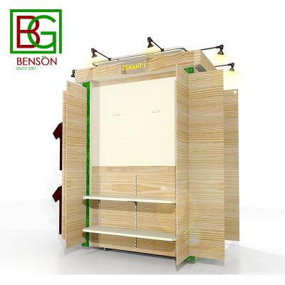 China Simple Kiosk Ideas Wooden Mall Clothing Display Kiosk in Clothing Store Mall Kiosk Design for sale