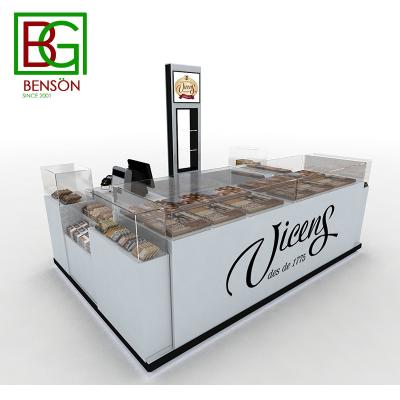 China Hot Selling Mall Chocolate Kiosk Latest Design Bakery Cake Kiosk Display Rack Mall Food Retail Kiosk for sale