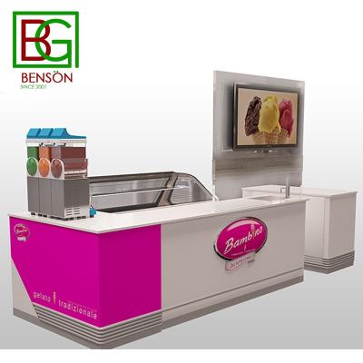 China Modern Hottest Mobile Rolled Kiosk Mall Fast Food Kiosk Bubble Waffle Kiosk Ice Cream Latest Design for sale