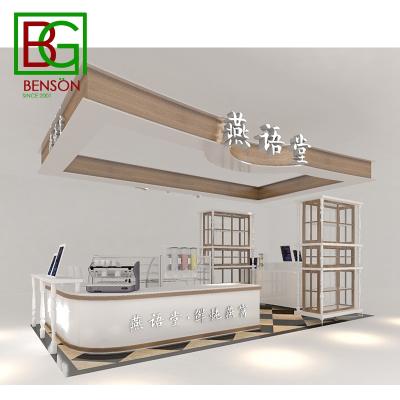 China Shopping Mall Top Grade Mobile Fast Food Kiosk Beverage Shop Kiosk Counters Modern Bubble Tea Kiosk for sale