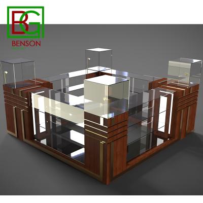 China Newest Creative Wooden Modern Design Shop Glass Display Counter Shopping Mall Design Glass Display Cabinet for sale