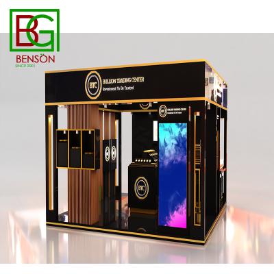 China Mall Kiosk Mall Top Golden Kiosk For Furniture Showcase Decoration Mall Kiosk Display Cabinet for sale