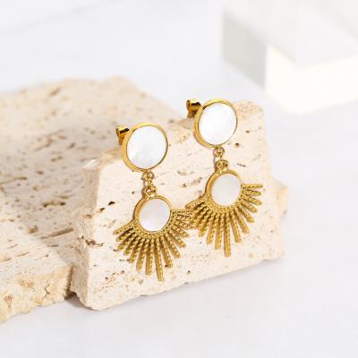 China Waterproof Vintage 18k Gold Plated Dangling Sun Stud Earrings Non Fade Stainless Steel Earrings For Women Jewelry for sale