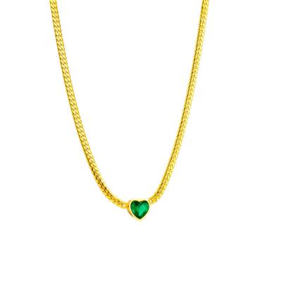 China Waterproof Fashion Gold Plated Zirconia Heart Pendant Non-Fading Twist Chain Stainless Steel Necklace for Women Jewelry for sale