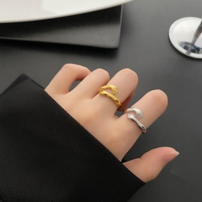 China Waterproof Hot Hugging Rings Girl Gesture Punk Stainless Steel Open Narcissism Hug Me Hand Thumb Cut Out Promise Couples Band for sale