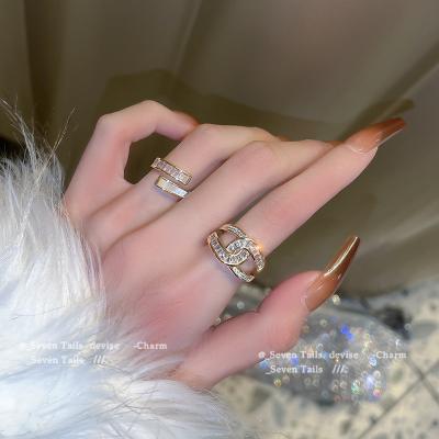 China 2023 Fashion New Design Waterproof Korean Zircon Adjustable Hip Hop Girl Rings For Women Girls Jewelry Gift for sale