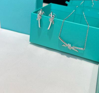 China Waterproof Fashionable High Quality Luxury Famous Brand Inspired Designer Knot Necklace Earring Jewelry Set For Women for sale