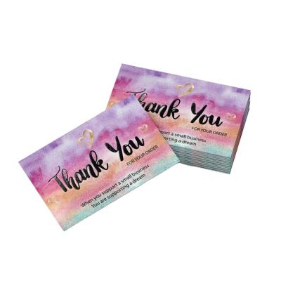 China Business Thank You for Supporting My Small Business Cards Watercolor with Gold Hearts Cards for Retail Packaging Inserts for sale