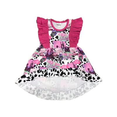 China Hot Sale Casual Children's Clothes With Cardboard Printing Cute Girls Dresses Baby Clothing for sale